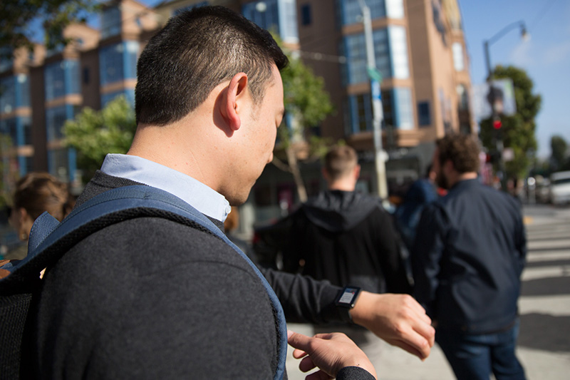 Man looking at watch