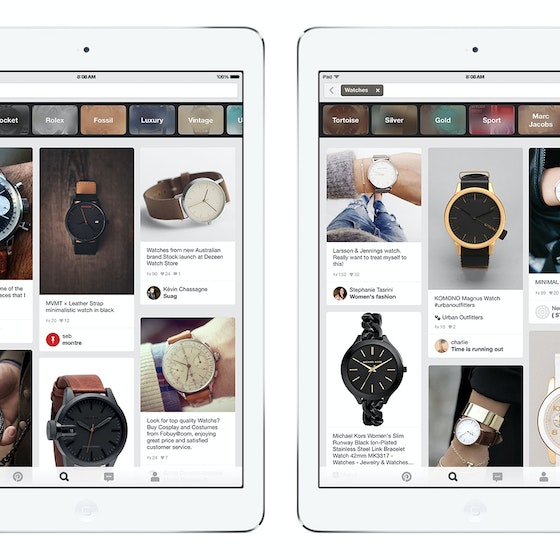 Two iPad screens with Pinterest app.