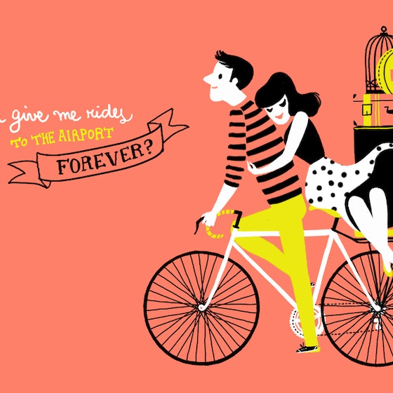 Illustration of couple on bike