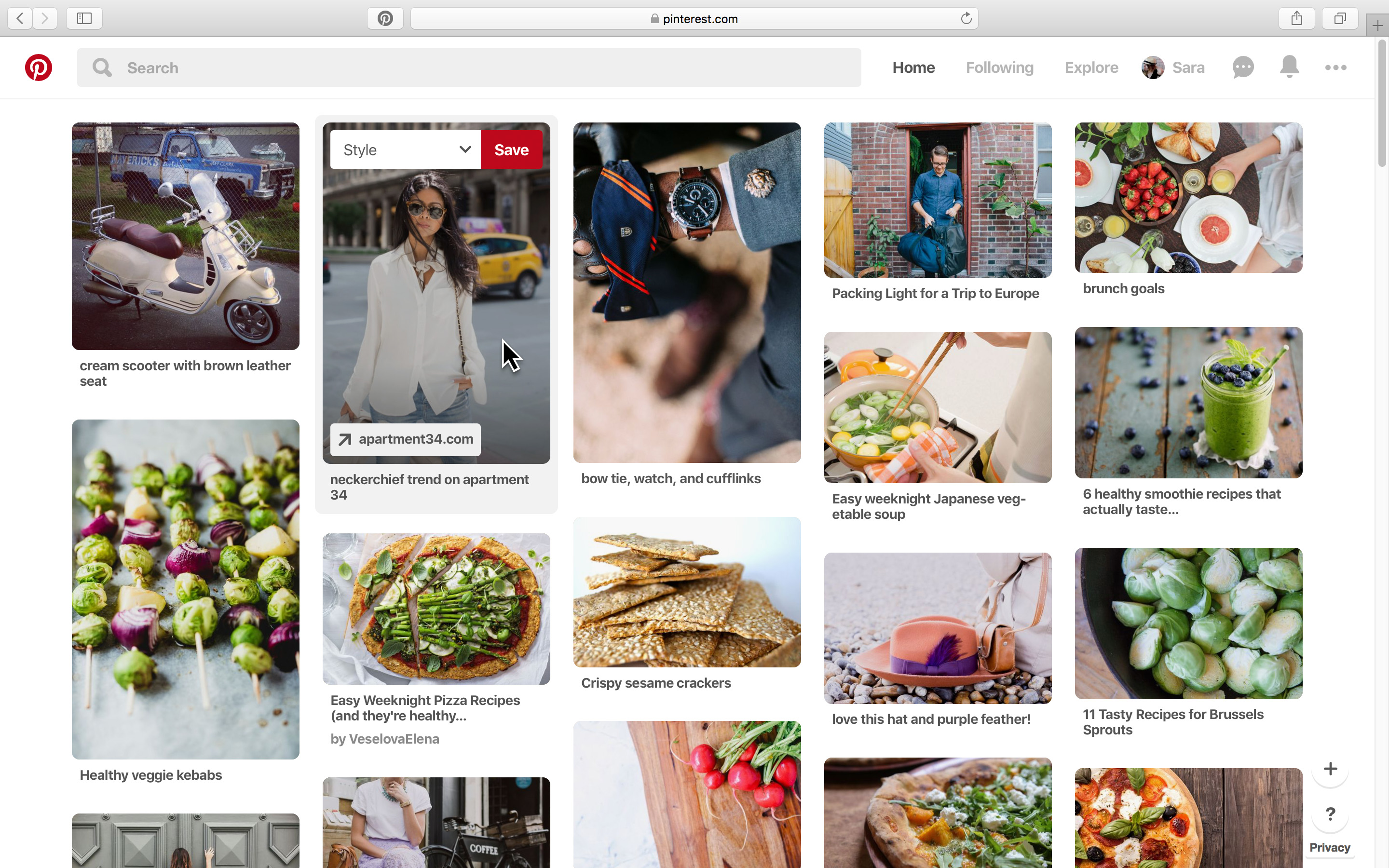 Image of one-click saving on Pinterest home feed