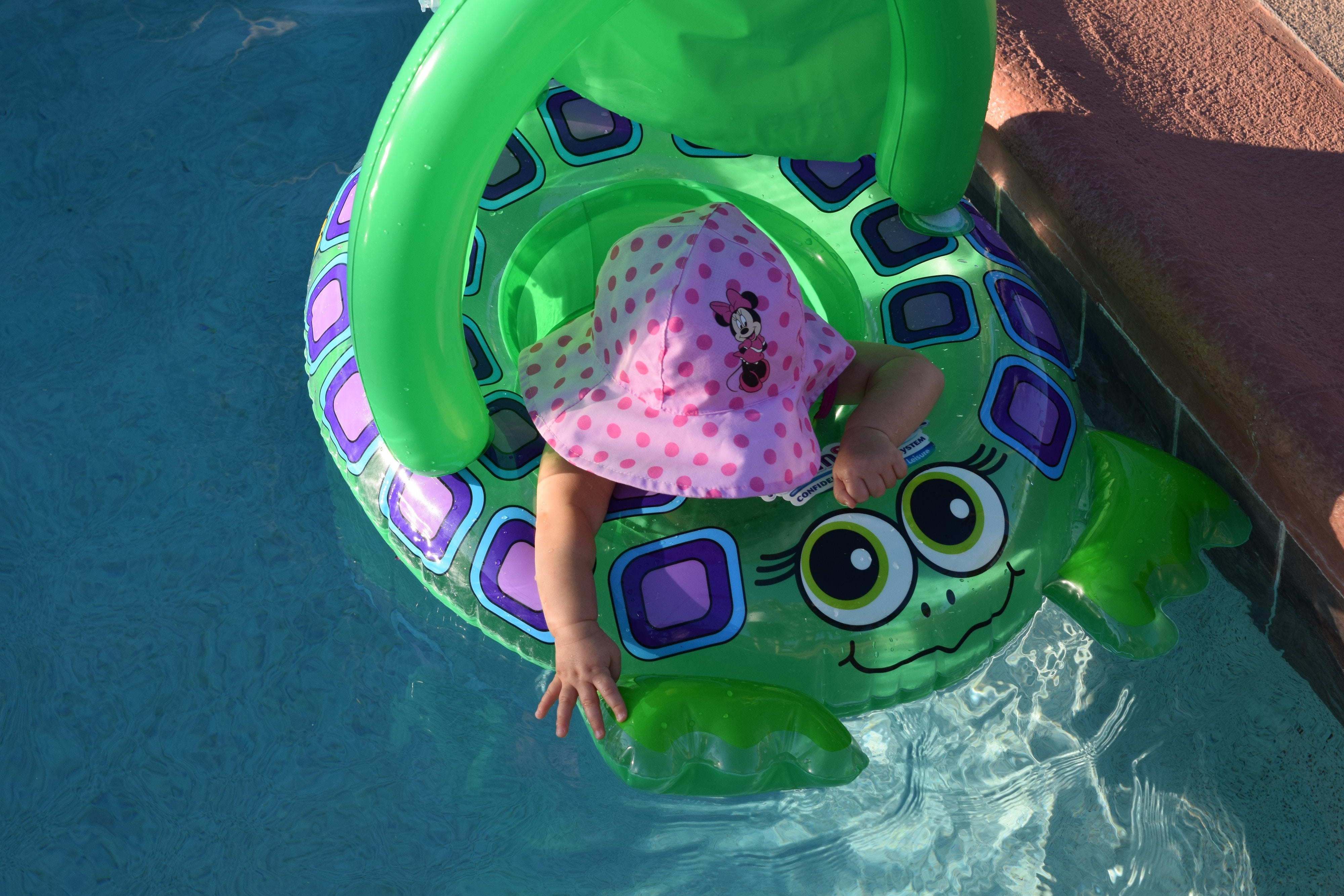 baby floating in turtle pool float