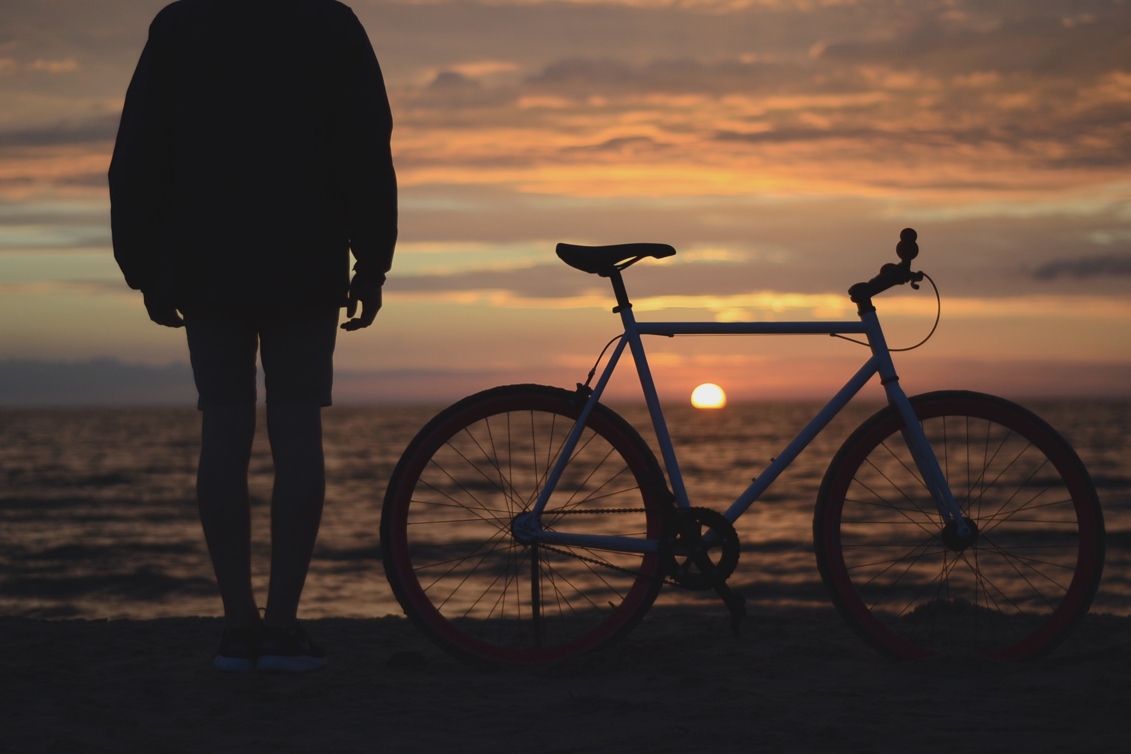 biking under sunset
