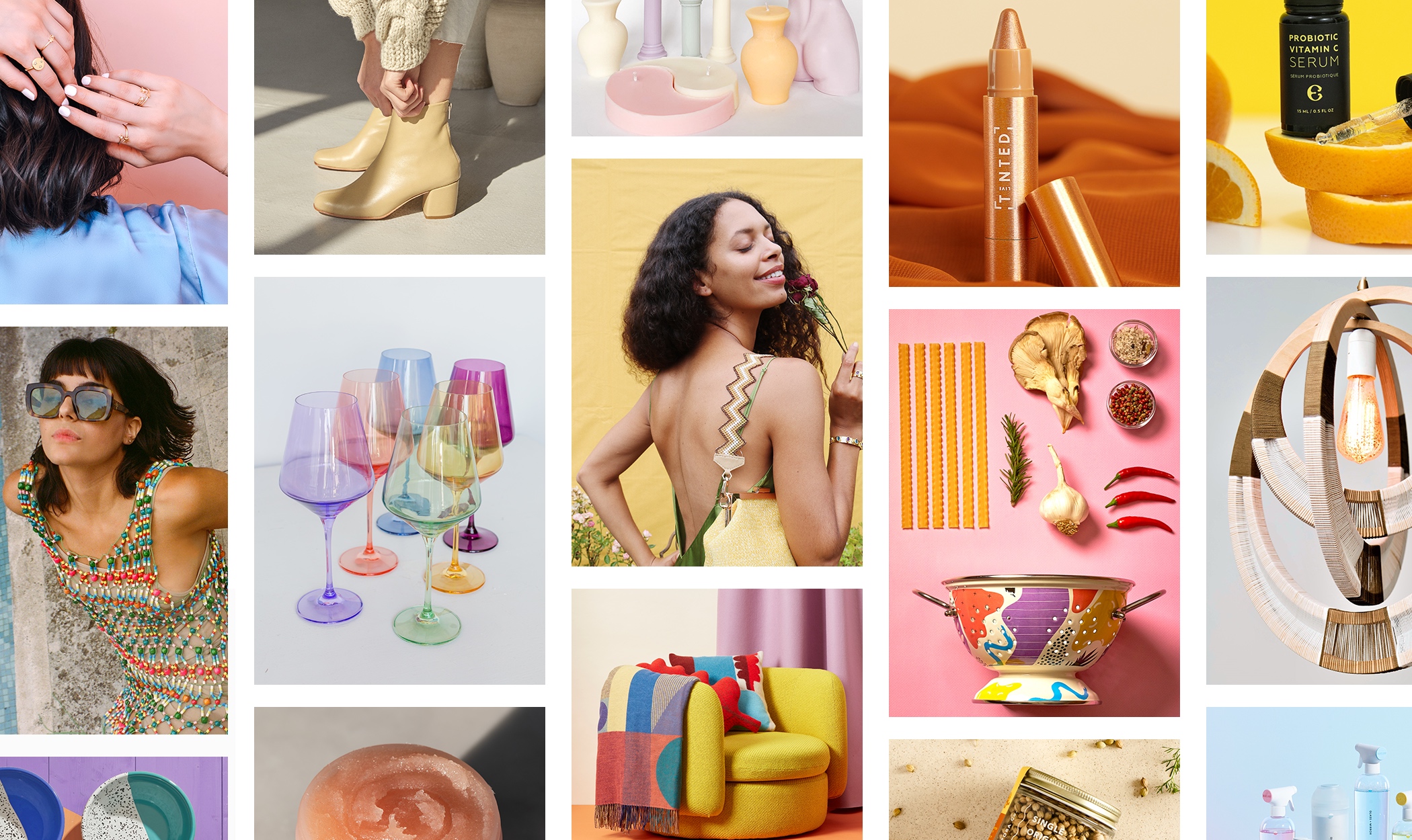 Mosaic of product images from Pinterest Shop