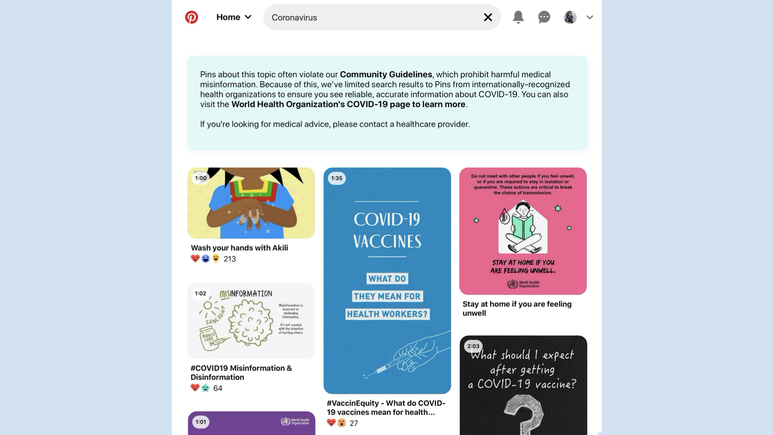 Pinterest COVID-19 Expert Search