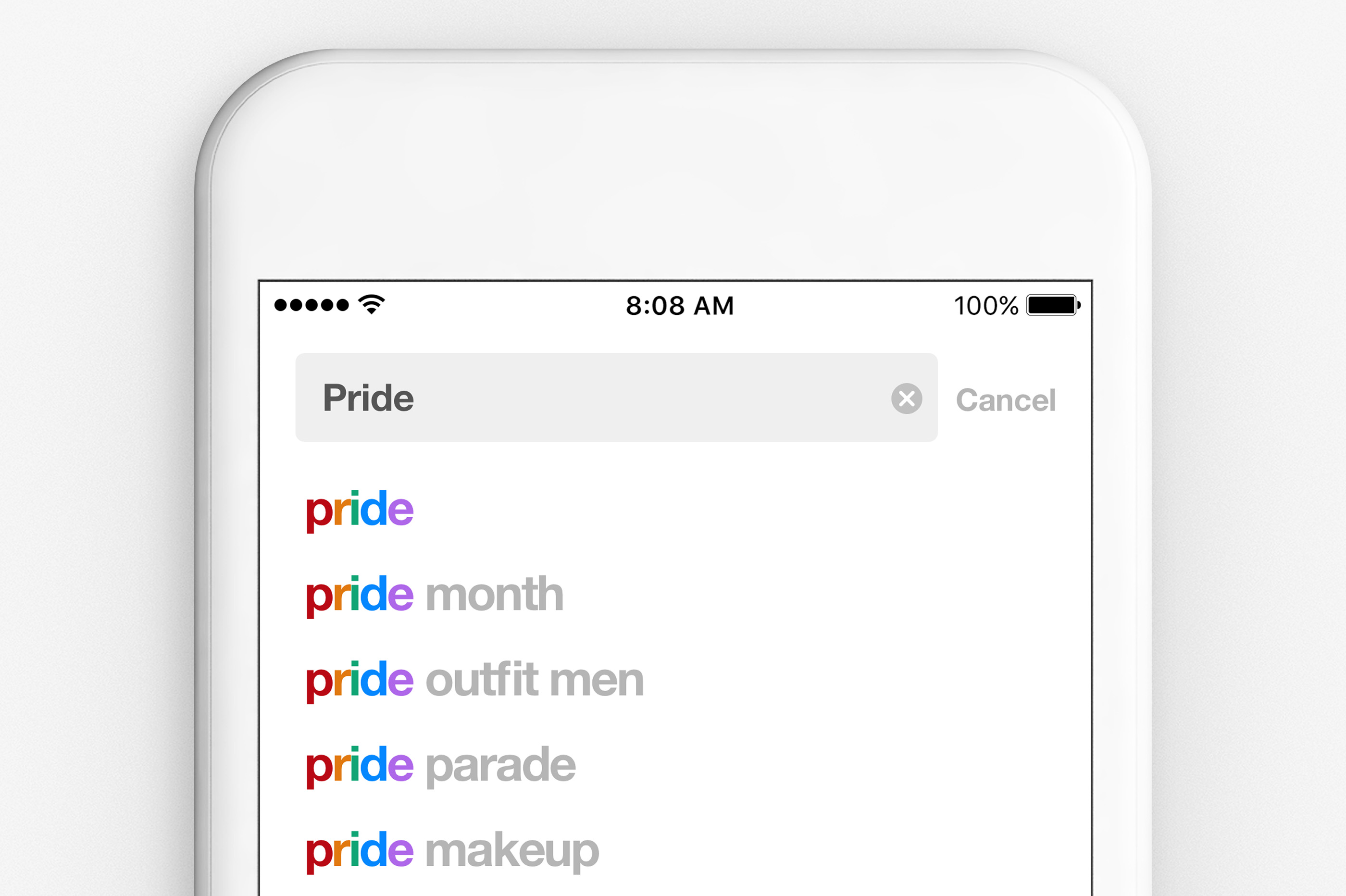 Rainbow pride search suggestions