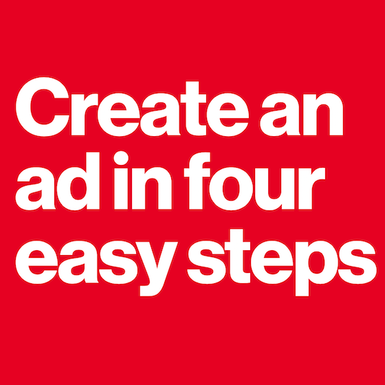 Image saying Create and ad in four easy steps 