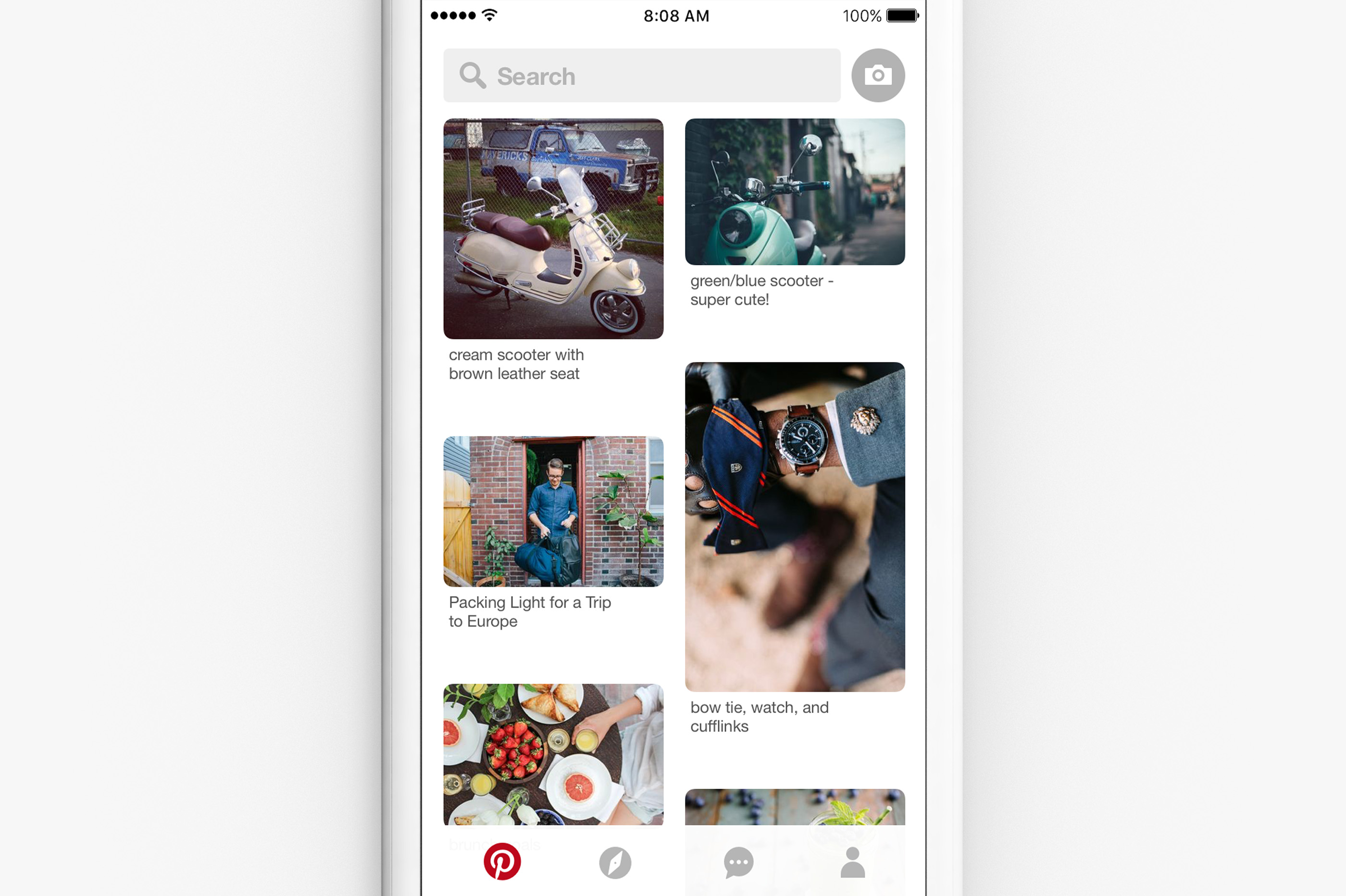 Phone screen with Search and Lens